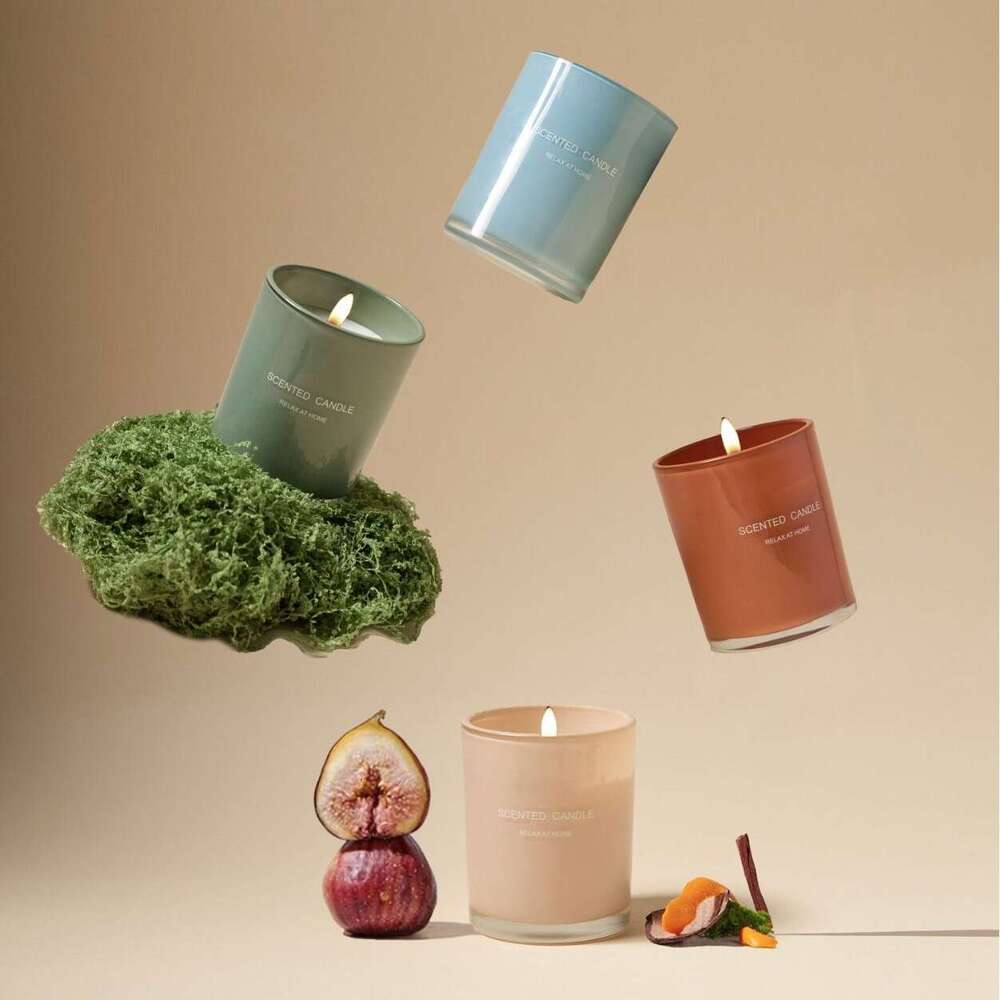 In Stock Dopamine Color Candle Wedding Gift Indoor Fragrance Frosted Glass Cup Aromatherapy Wax W260304 W260305