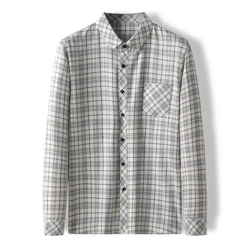 New Mens Casual and Fashionable Long Sleeved Cotton and Linen Shirt with Stripes Comfortable and Breathable Versatile Top M260305