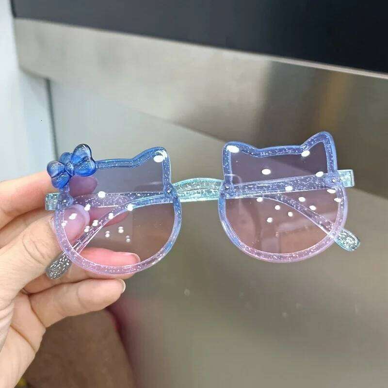 New Children Cute Kitty Sunglasses Acrylic Bow Outdoor UV Protection Sun Glasses Baby Girls Classic Kids Boy UV400 Eyewear Z260305