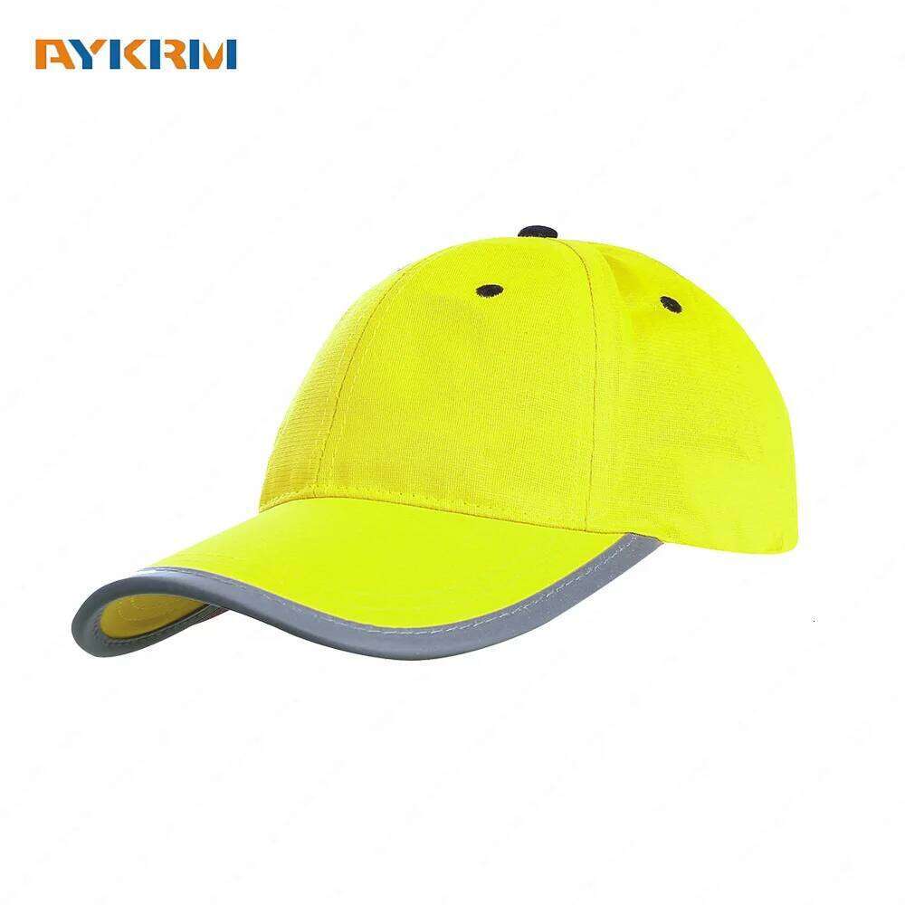 Men Women LIME REFLECTIVE Baseball Caps High Visibility SAFETY Hats for Work Night Outdoor Riding Running Outgoing Y260304