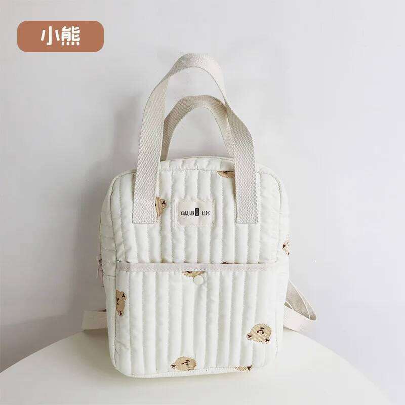 Ins Korean Embroidered Bear Mommy Multi-functional Outdoor Lightweight Handbag Storage Diaper White Travel Bag Z260304