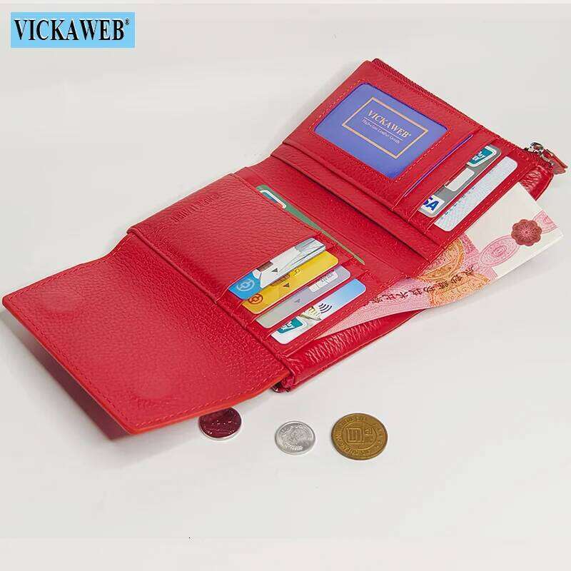 VICKAWEB Magnetic Women Short Genuine Leather Fashion Alligator Hasp Wallet Female Small Woman Wallets And Purses C260304