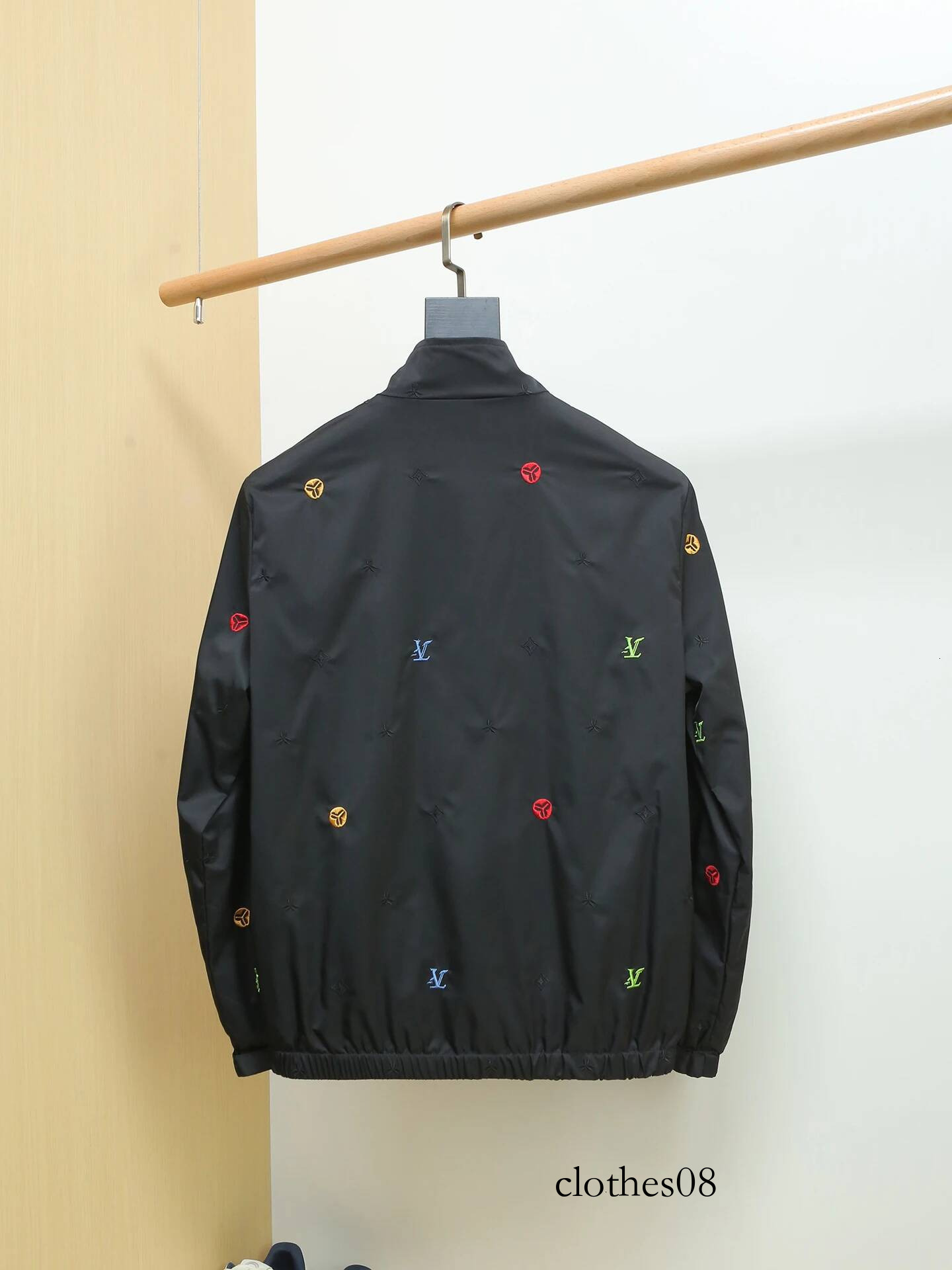 Ele Embroidered Slim Fit Jaet Men's Faion Spring Autumn Thin Casual Sle Polyester Fabric Stand Collar Outerwear
