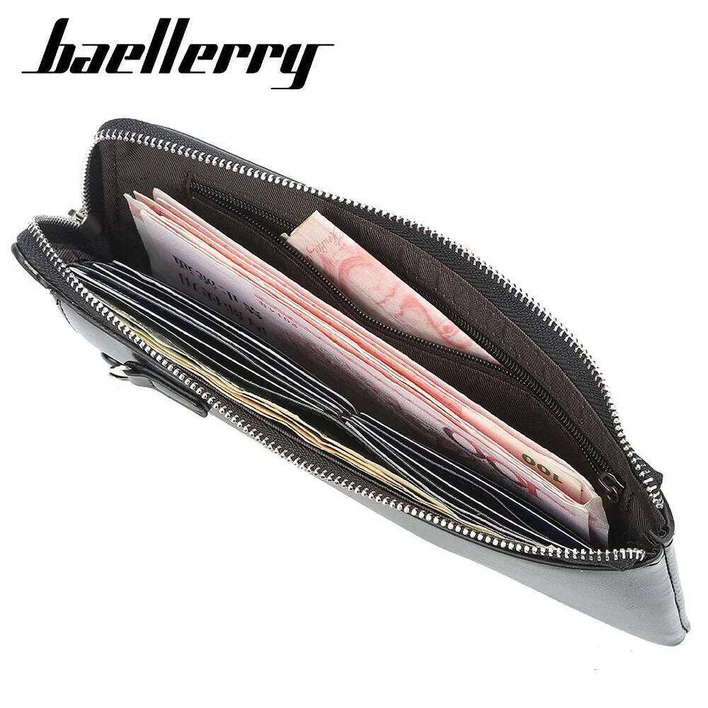 Designer Long Wallet for Men Unique PU Leather Zipper Coin Pocket 6 Slots RFID Protection Business C260304