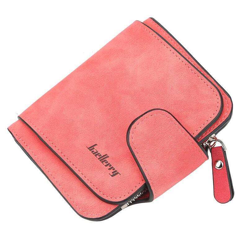 Baellerry Women's Fashion Short Wallet Multi-Card Holder Coin Purse Buckle Abrasive Leather PU Zipper Wallets C260304