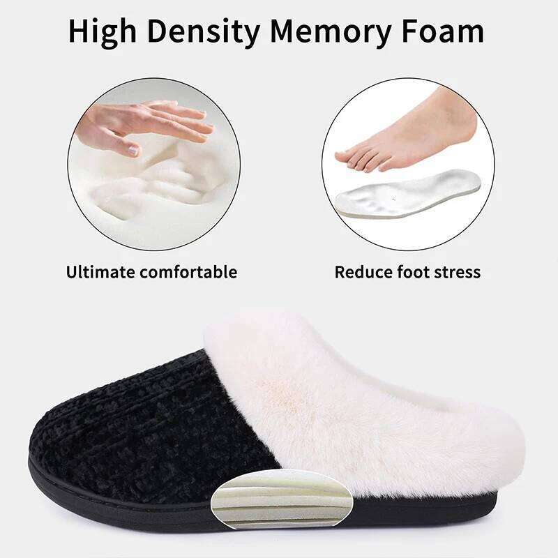 Kidmi Winter Plush House For Women's Comfy Wool-Like Lining With Memory Foam Indoor Fuzzy Warm Slippers