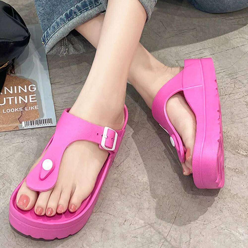 KIDMI New Women Flip-flops Outdoor EVA Waterproof Beach Thick Sole Cushioned Pool Shower Shoes Nonslip Sandals