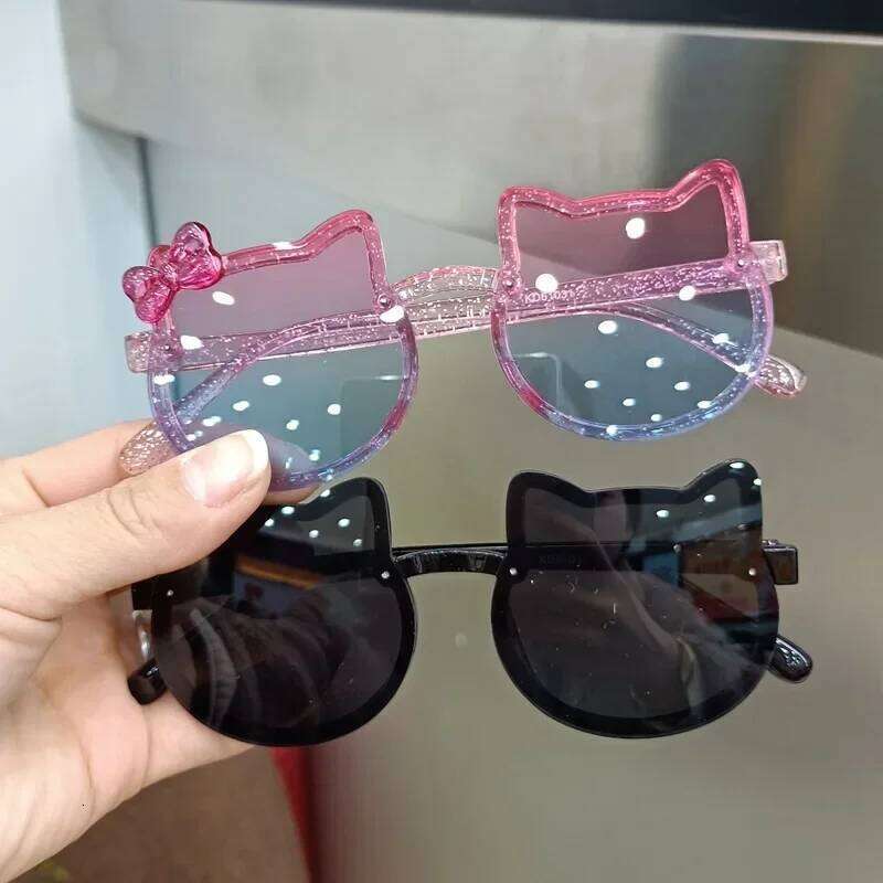 Summer Children Cute Kitty Sunglasses Acrylic Bow Outdoor UV Protection Sun Glasses Baby Girls Classic Kids Boy UV400 Eyewear Z260304