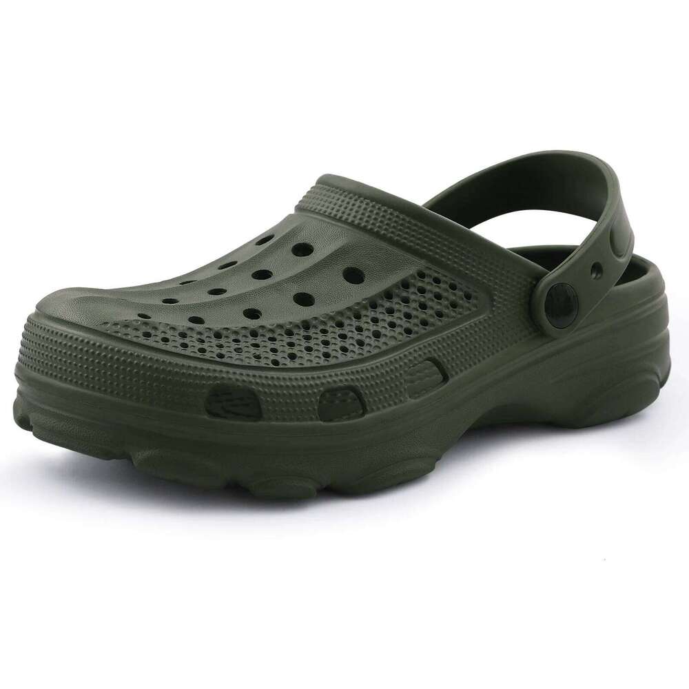 Kidmi New Men's Clogs Deep Heel Men Flat Summer Holes Waterproof Home Sandals Outdoor Antiskid Sole Beach Slides
