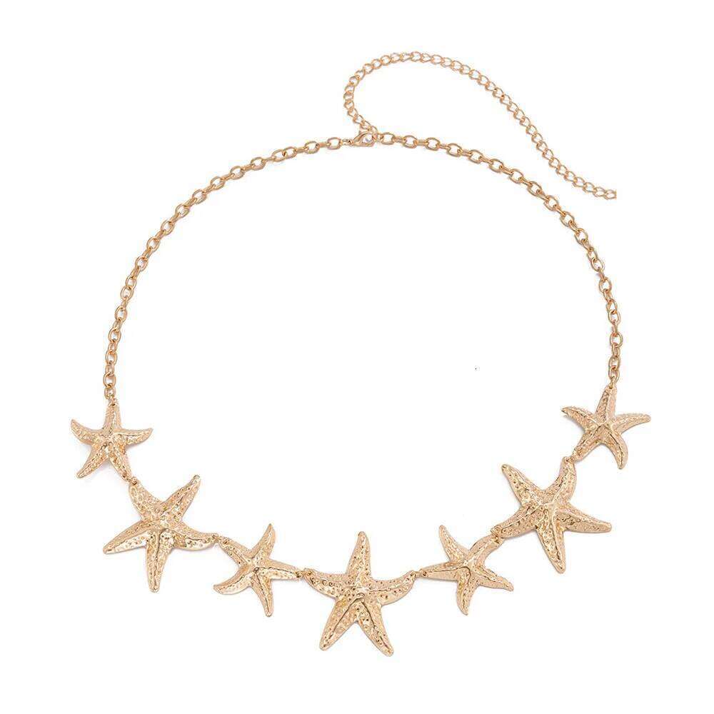 Trendy Sexy Beach Gold Color Metal Starfish Waist Women's Ocean Vacation Style Belly Chain Body Jewelry S260304