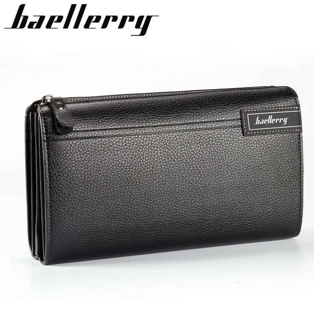 Men's Slim Long Wallet PU Leather RFID Protection Zipper Multi-Card Slots Business Essentials C260304