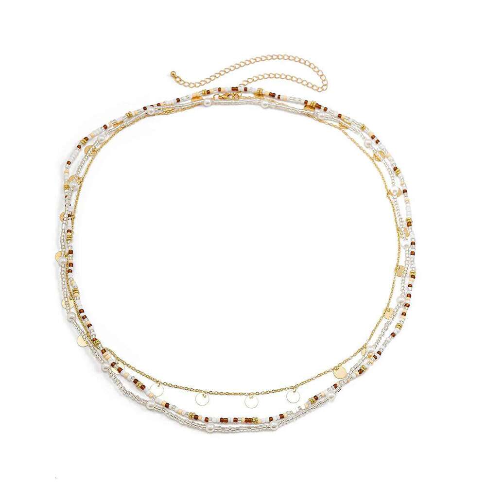 SHIIXIN 3Pcs Boho Colorful Small Rice Beads Waist Set for Women Bikini Gold Color Sequin Tassels Belly Chain Body Jewelry S260304