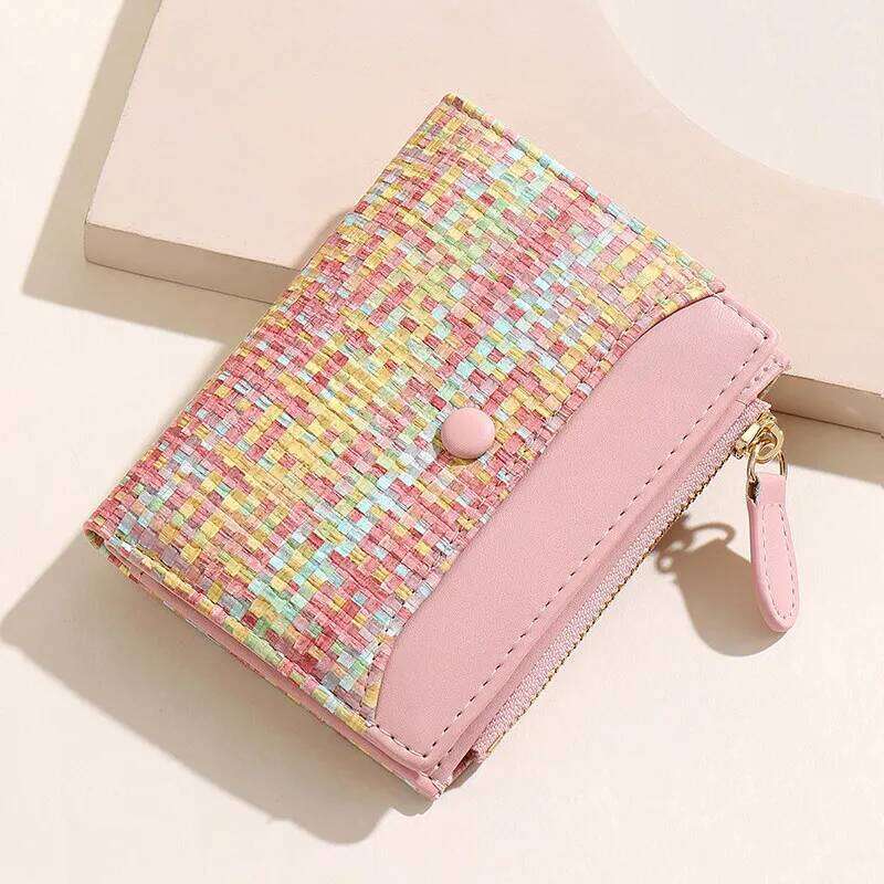 New Simple Short Women's Wallets Clips Zipper Female Coin Purses Credit Card Photo Holder Cute Wallet for Girls C260304