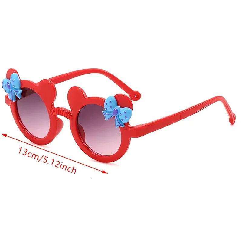 Cute Children's Sunglasses Boy Girl Cartoon UV400 Glasses Lovely Personality Bow Bear Eyeglass Eyewear Bag Outdoor Travel Photo Z260304