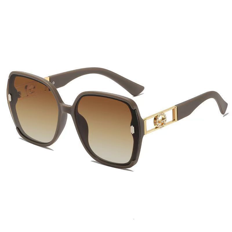2026 New Designer Luxury Brand Large Frame Sunglasses Multi Functional Urban White Collar Women's Sunglasses UV Protection Thin Face High End Exp