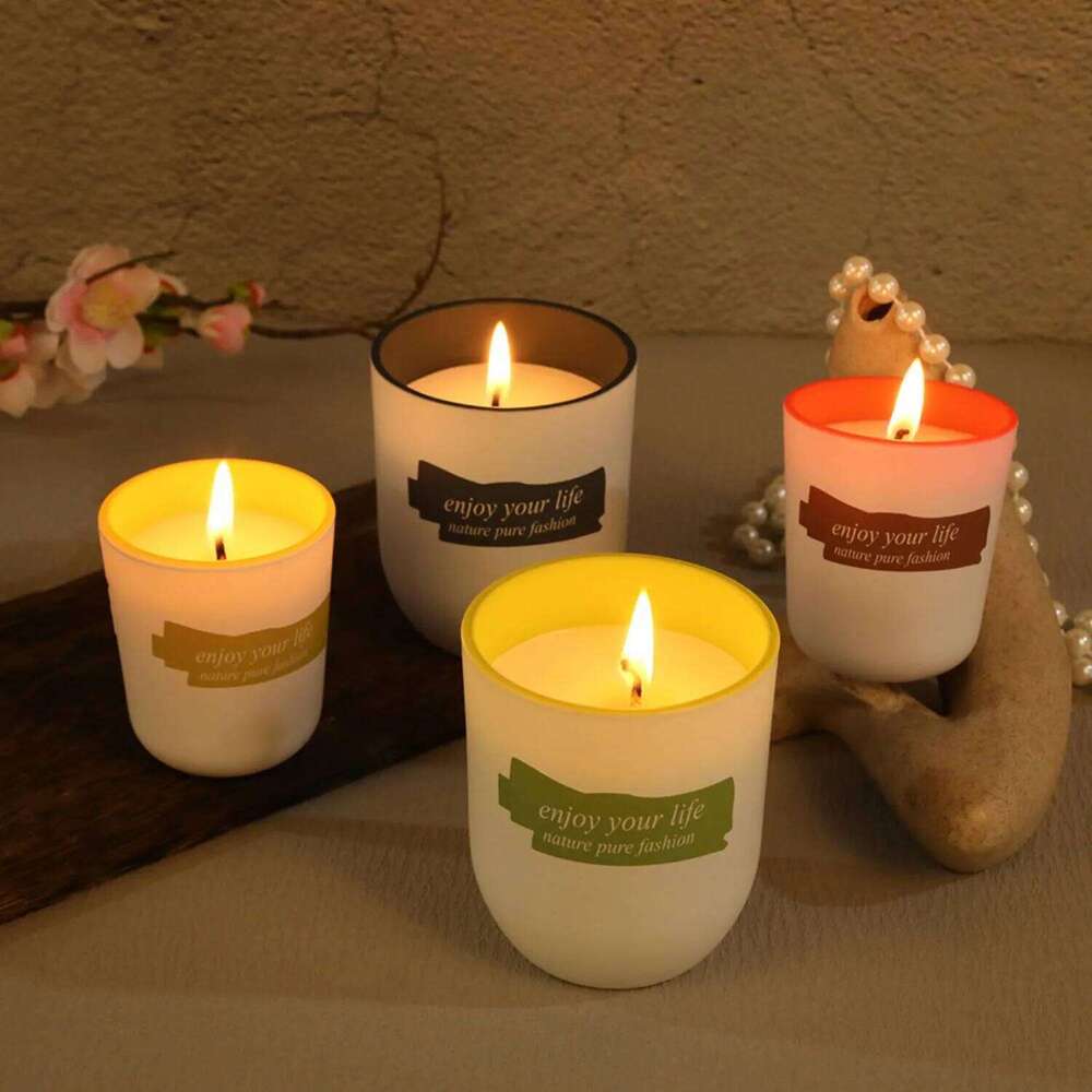 1pc Large Scented Candle in Curved Bottom Colorful Cup - Trendy Long Lasting Smokeless, Aromatic Home Decor for Bedroom Bathroom W260304 W260305