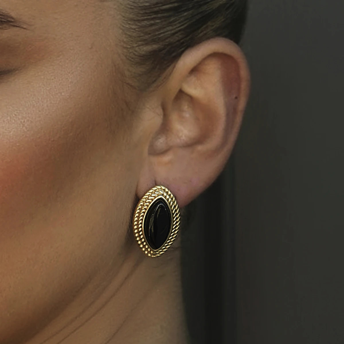 Uworld High Quality Agate Stainless Steel Fashion Trendy Earrings Studs Jewelry Waterproof Vintage Bijoux Women 260303