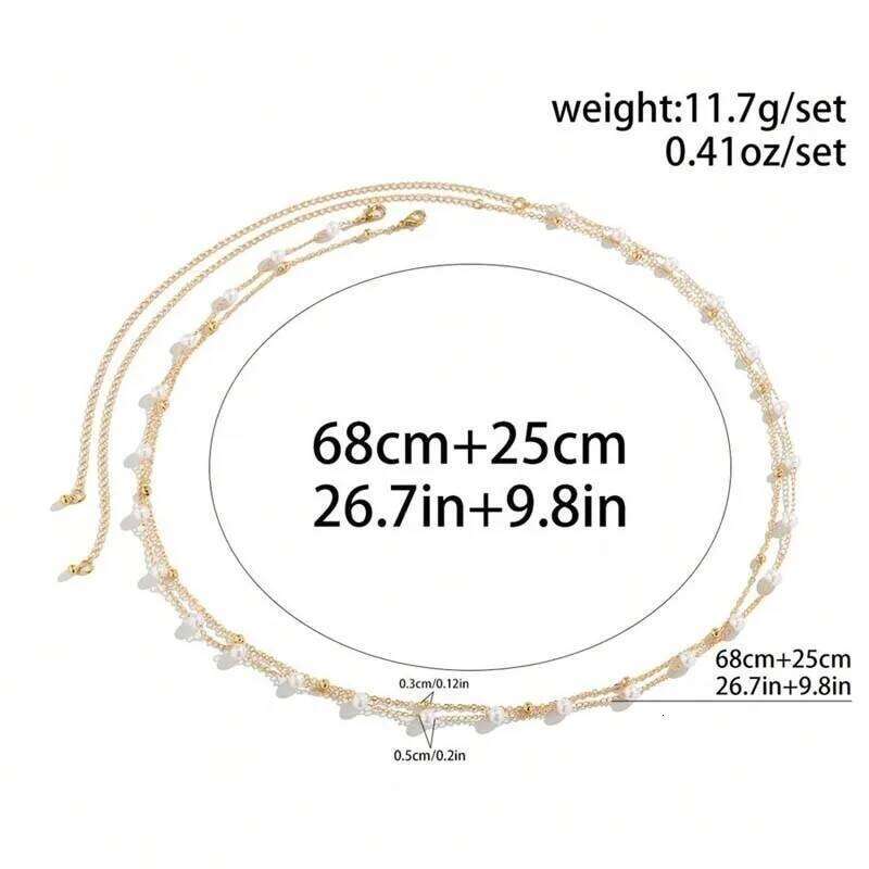 Fashion Pearl Bead Double Layered Waist for Women Sexy Metal Handmade Beads Belly Chain Beach Body Jewelry Accessories S260304