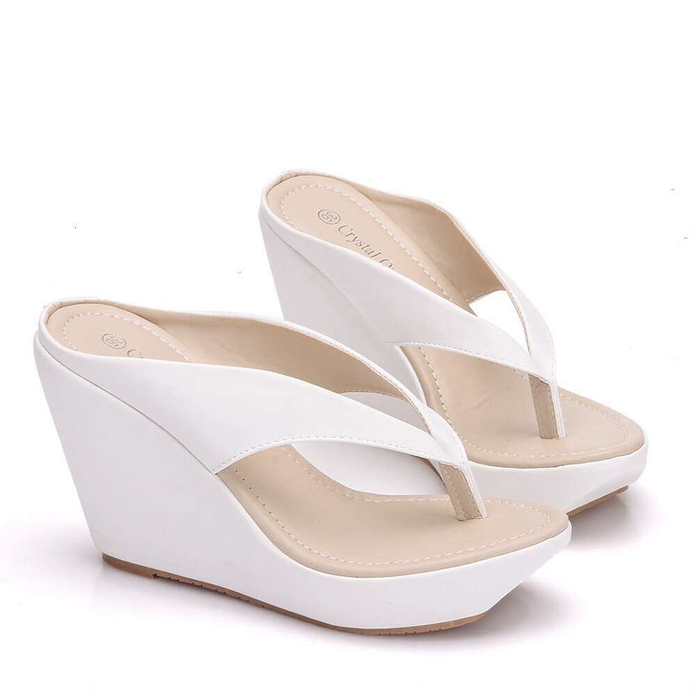 Foreign Trade Large Size Heel Slippers Waterproof Beach Toe Post Sandals Thick Sole Platform Wedge Flip Flops