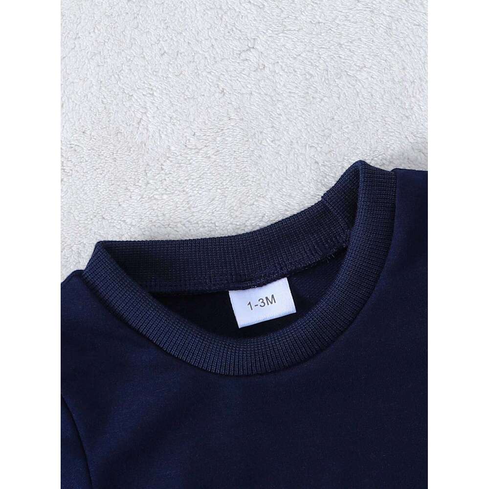 Baby Pure Cotton Long-sleeve Romper, Dark Blue Versatile Jumpsuit, Spring Autumn Warm Onesies, Newborn Outfit Z260304