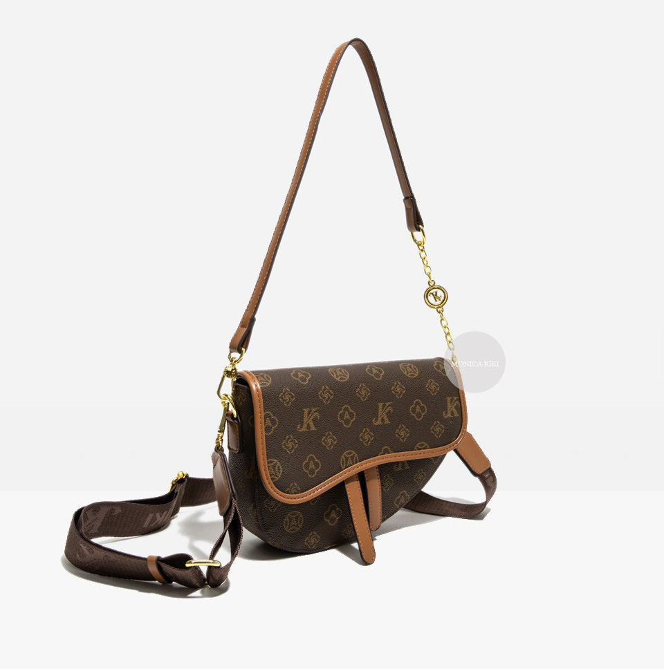 New luxury handbag, fashionable printed square bag, lightweight luxury saddle bag, vintage classic shoulder crossbody bag, high-end tote underarm bag,