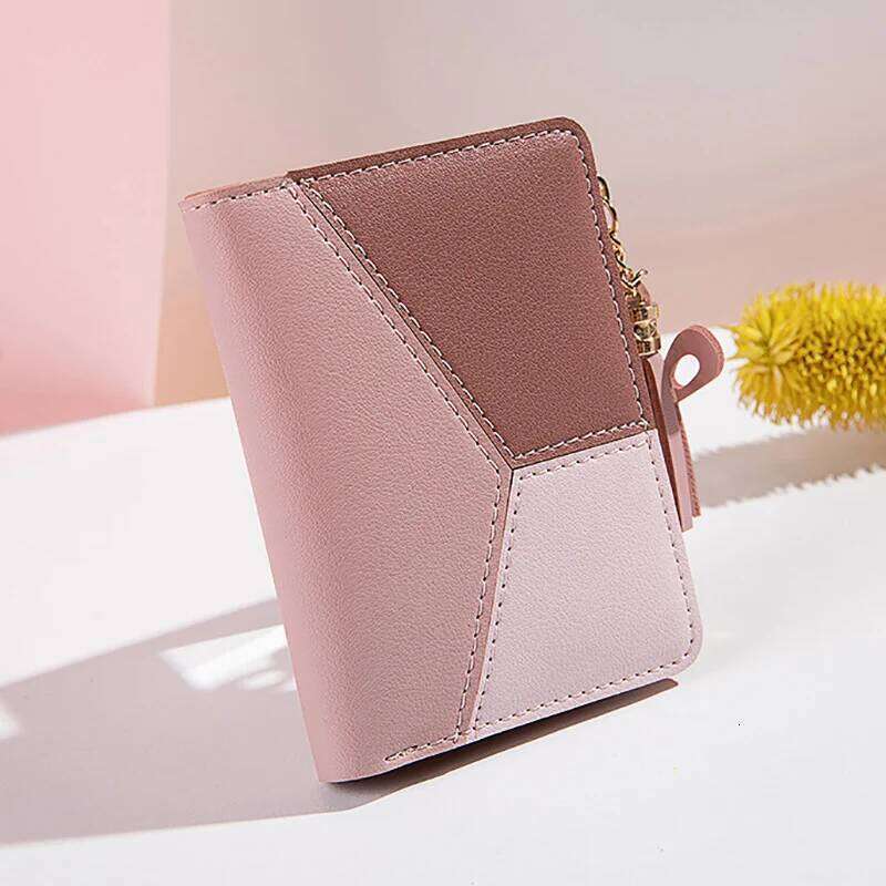 Simple Style Short Wallets Tassel Hit Color PU Leather Coin Purse Card Holders Small Clutch Women Girls Hand Bag Pouch C260304