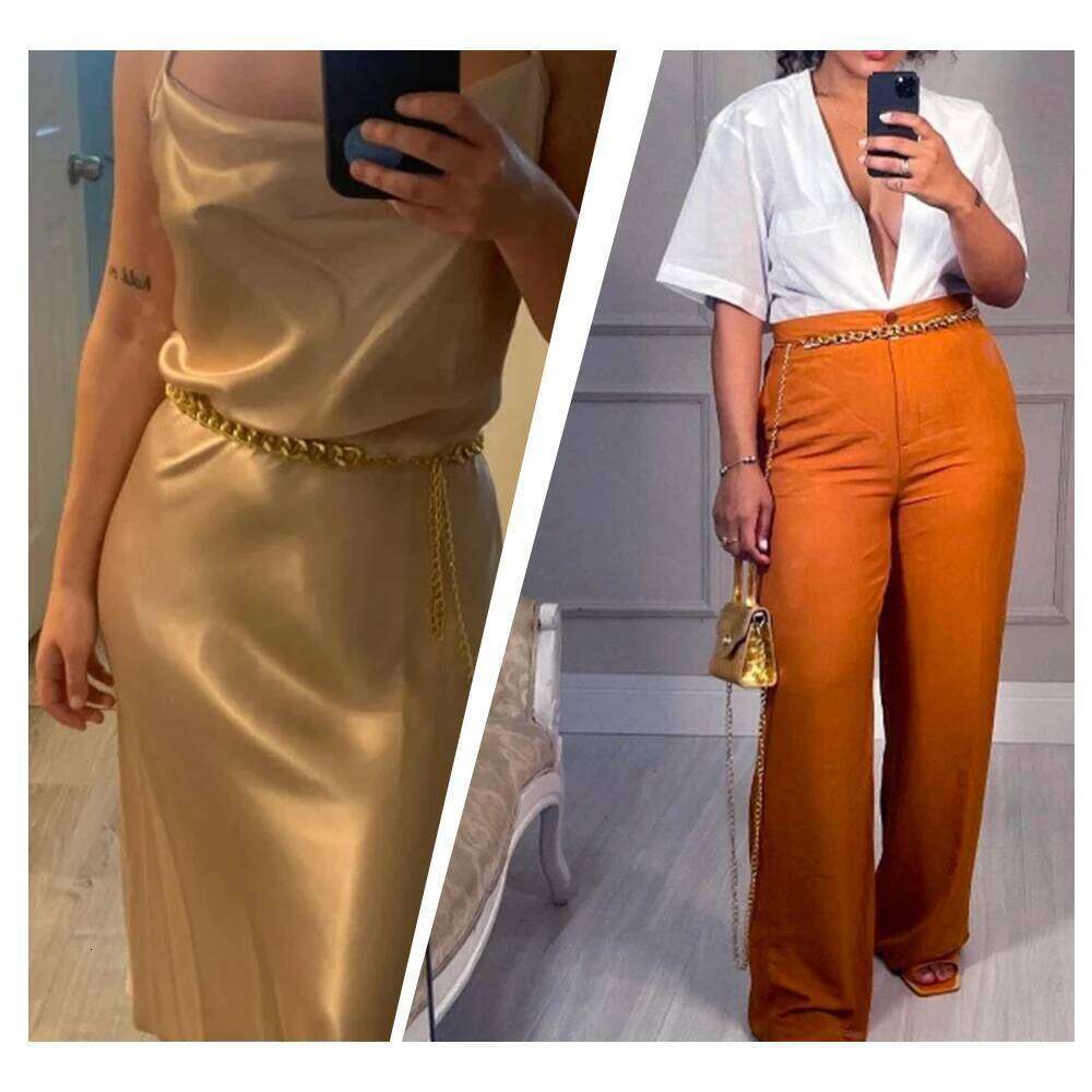 Ladies simple metal waist Star Pendant sexy elegant dress gold silver body chain S260304