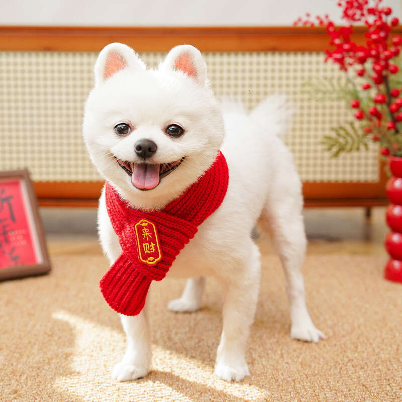Famous brand New Year Gift for Furry Friends Cat Dog Pet Neck Warmer Knitted Warm Festive Good Meaning Scarf pupakaIK