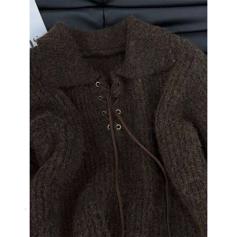 MEXZT Vintage Sweater Women Harajuku Lace Up Knitted Pullovers Streetwear Korean Knitwears Winter Long Sleeve Casual Jumpers New XJ260305