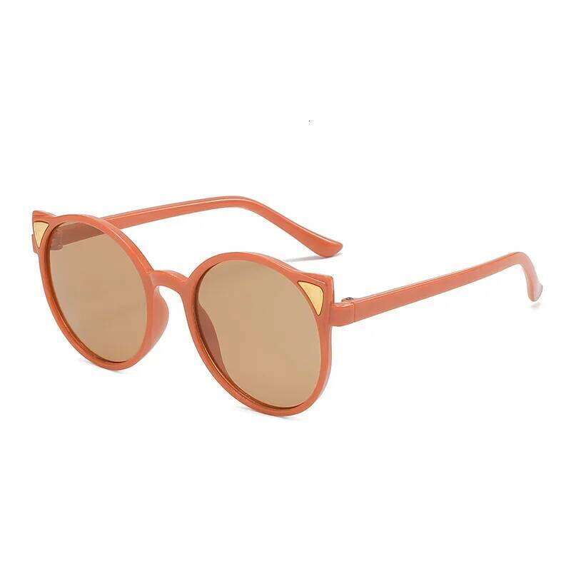 Boys Girls Cute Cat Ear Sunglasses Vintage Travel Outdoor UV-proof Baby Eyewear Children Classic Round Frame Ultralight Glasses Z260304