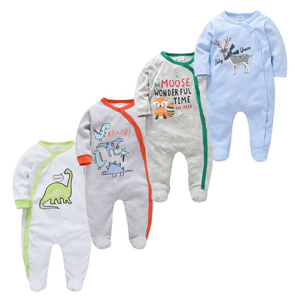 Kavkas Baby Boy Rompers 3 4 Pcs/lot Newborn Cotton Girls Clothes Long Sleeve Summer Soft Jumpsuit O-neck 0-12m Onesie Clothing Z260304