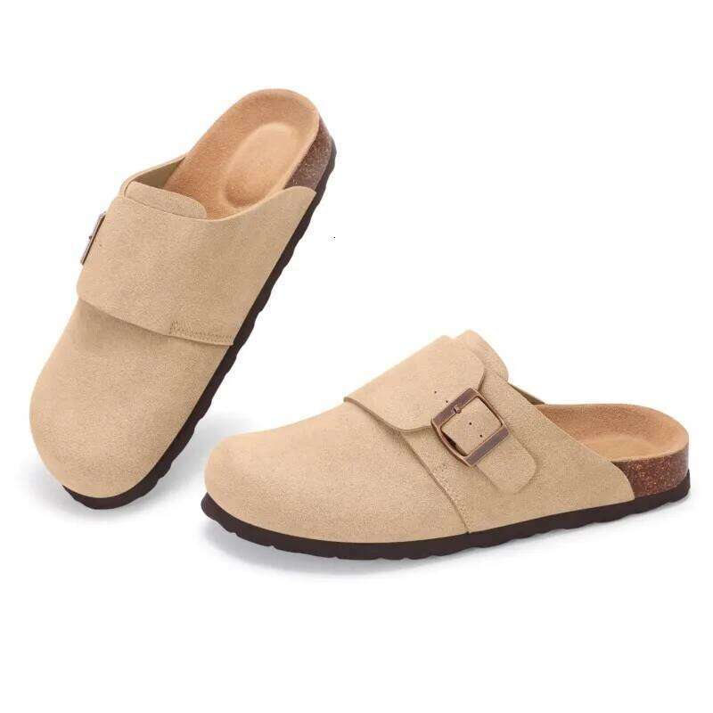 Kidmi Cork Soled With Metal Buckle Fashion Versatile Women's Shoes Four-season Outdoor Beach Slippers