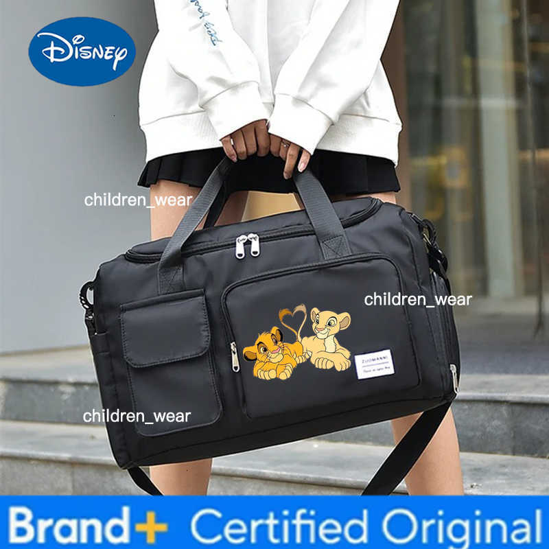 Disney The Lion King Cartoon Travel Bag Large Capacity Storage Shoulder Bags Gym Duffle Pack with Shoe Compartment Portable HandBag H260305