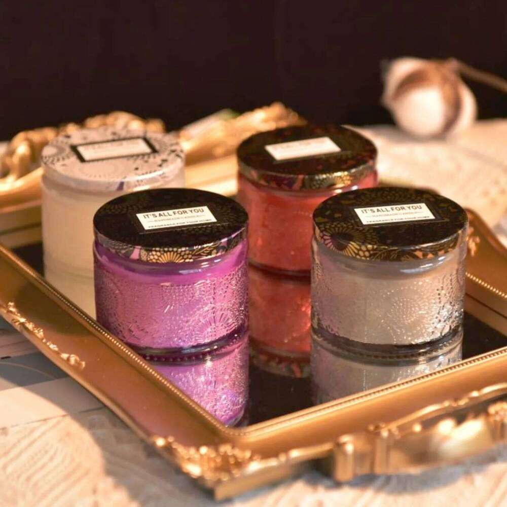 Premium Box Glass Handmade Soy Wax Smokeless Creative Aromatherapy Candle Companion Gift W260304 W260305