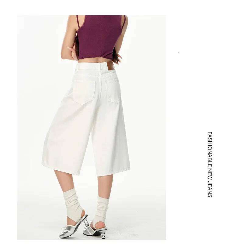 New Summer Fashion Thin Wide-leg Denim Shorts. Women's Fashionable Versatile, Comfortable Casual and Loose Seven-inch Jeans XJ260305