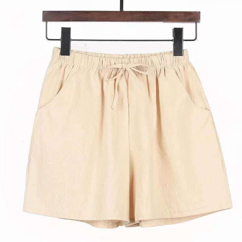 2024 New Summer Cotton Linen Beach Shorts Women Basic Short Pants Mini Wide Leg Trousers Ladies Fashion Casual Home Streetwear XJ260305