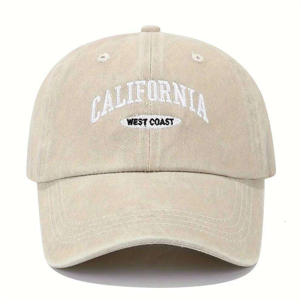 1PC Embroidered Baseball Cap On The West Coast Of California Vintage Style Pointed Lightweight Sun Resistant Sport Hat Y260304