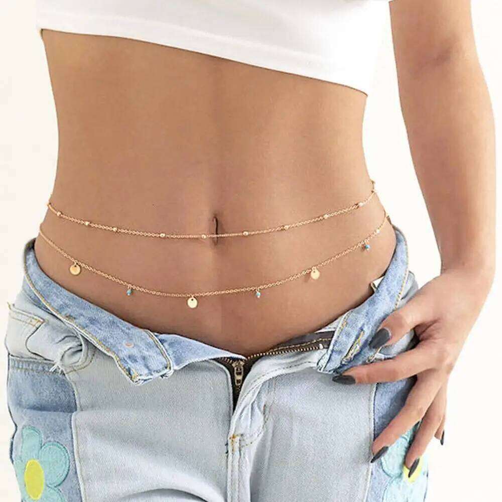 Women's Waist Sexy Double Thin Charming Butterfly Belly Chain Summer Beach Bikini Body Jewelry S260304