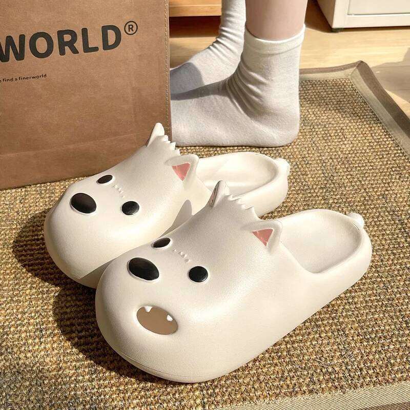 Summer Home Street Slippers For Women Men Cute Cartoon Dog Platform Shoes Soft EVA Slip-on Sandals Couples Indoor Beach Slides