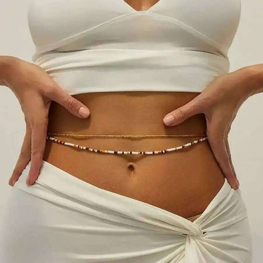 Ingemark 4Pcs/Set Boho Multilayer Summer Bikini Sexy Waist Belly Women 2025 Faddish Rice Beads Body Chain Charm Jewelry S260304