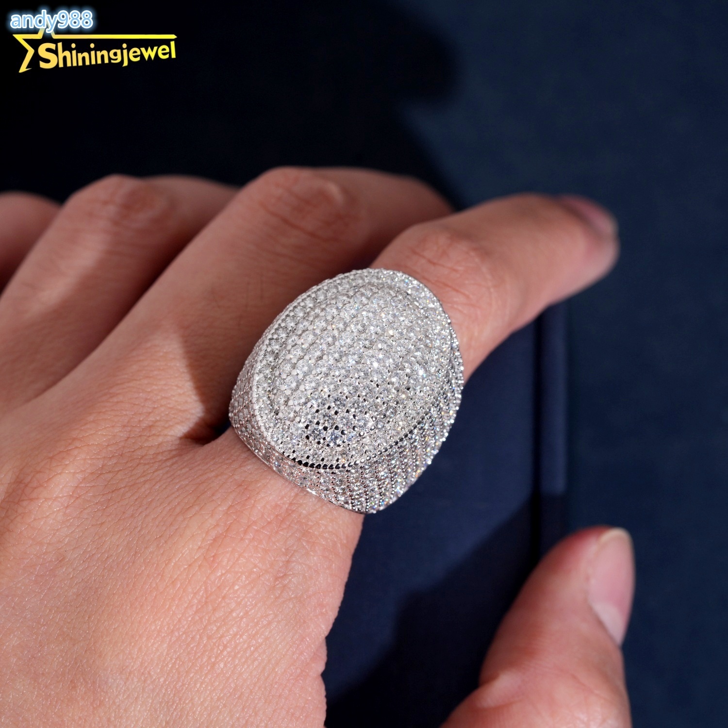 Chunky Oval Balloon Championship Ring Pass Diamond Tester Hip Hop Jewelry 925 Silver Diamond Moissanite Men Ring