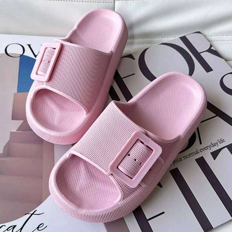 Kidmi Women's Summer Home New Thick-soled Single-Buckle Comfortable Bathroom Sole Couple EVA Slippers