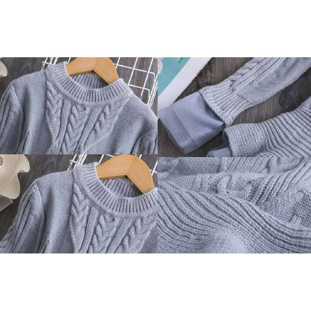 Winter Knitted Chiffon Dress Girl Christmas Party Long Sleeve Children Clothes Kids Dresses For Girls New Clothing Z260304