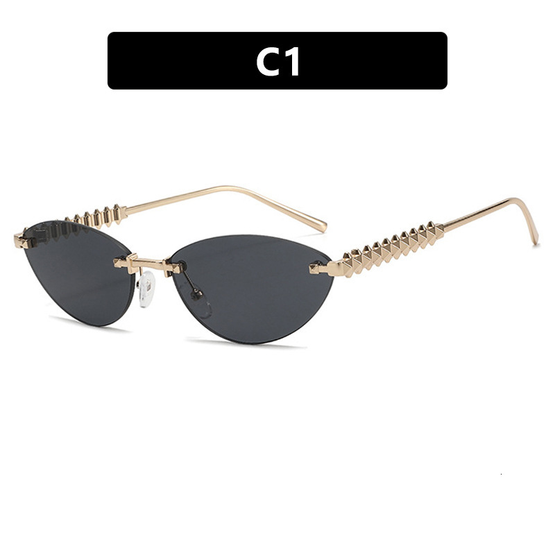 2026 New Designer Luxury Brand Nail Triangle Cat Eye Sunglasses Frameless Cutting Edge European And American Fashion High-end Sunglasses Sunshade Sung