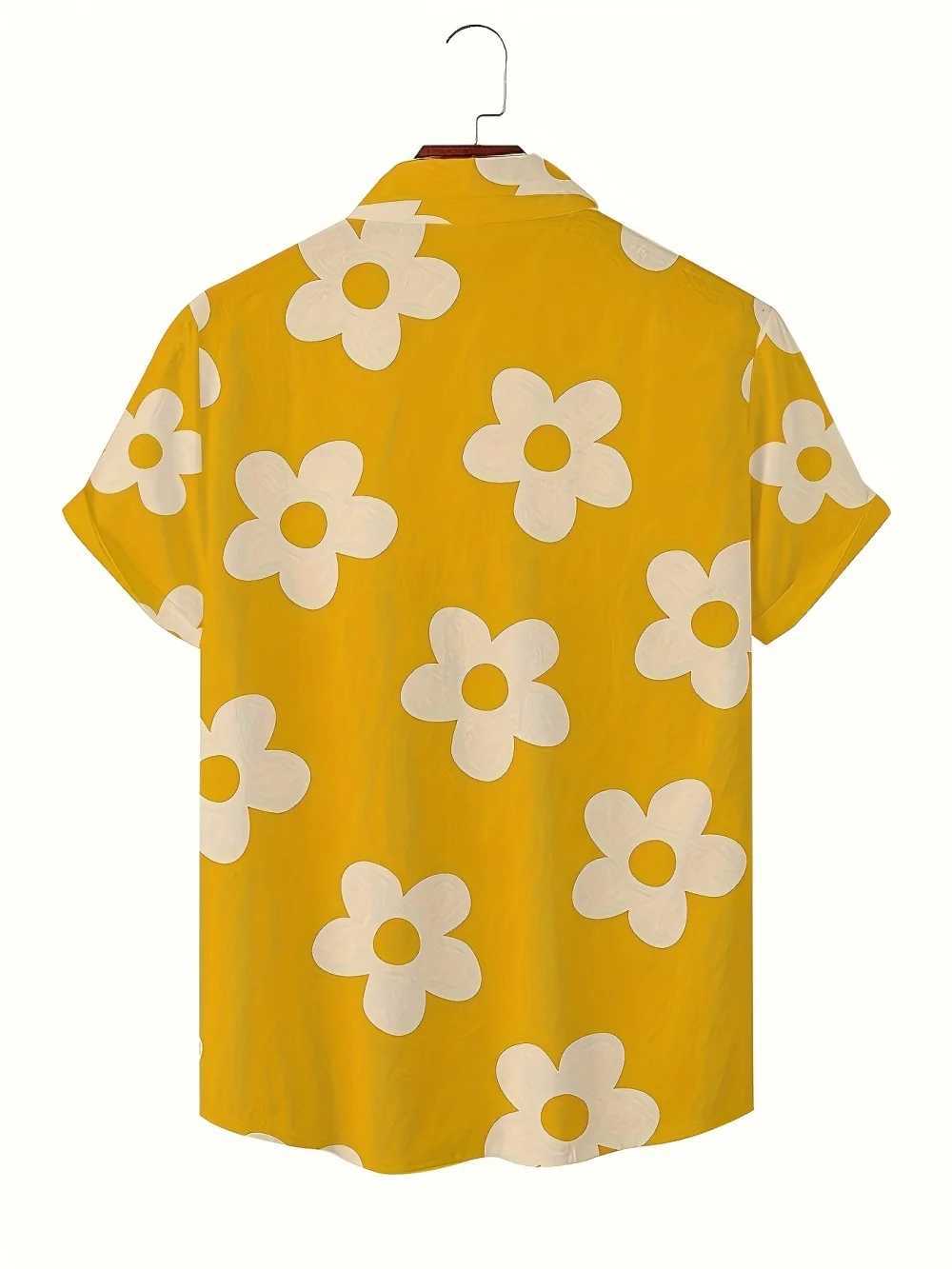 Flower 3D Printed Hawaiian Shirt Summer Beach Vacation Casual Mens Short Sleeve Tops Daily Fashion Loose Oversized Lapel Shirt M260305