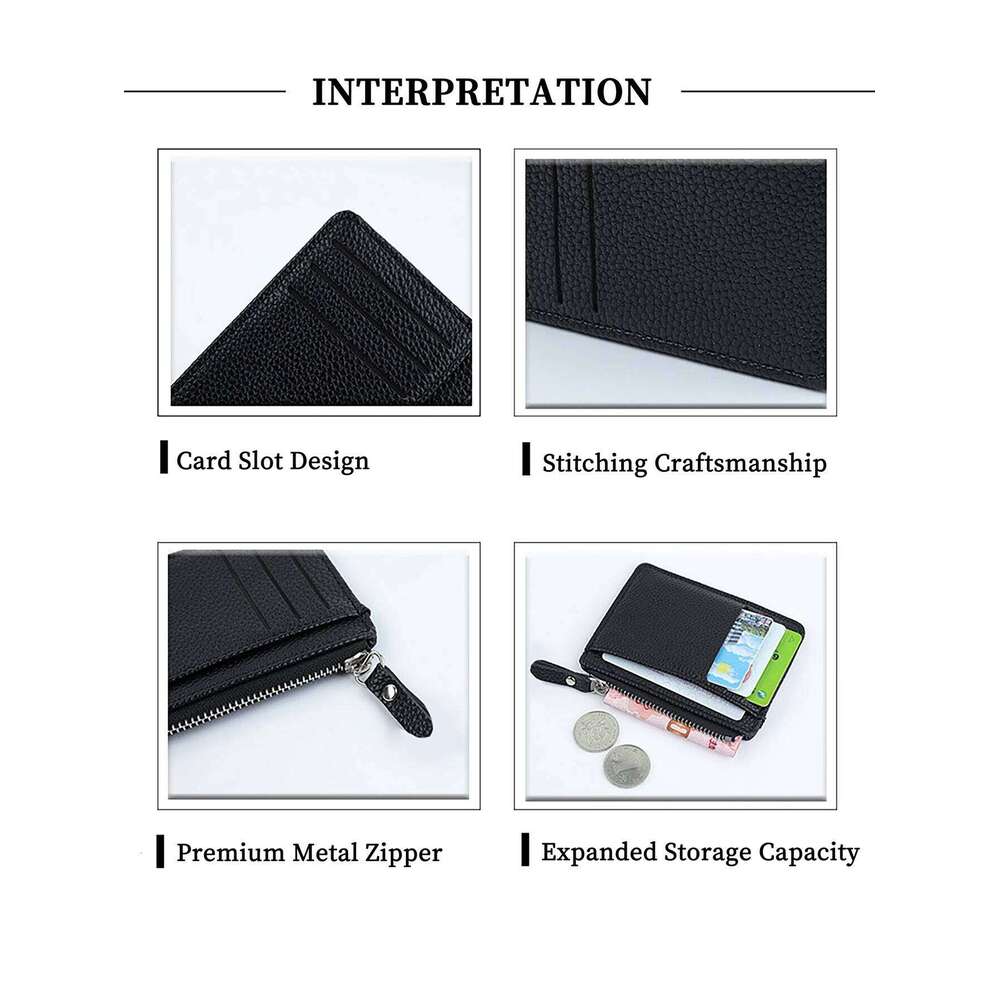 Zipper Holder - Textured Wallet with Card Slots & Cash Pocket, Slim Design, Multi-Functional Organizer for /Cards/Coins C260304