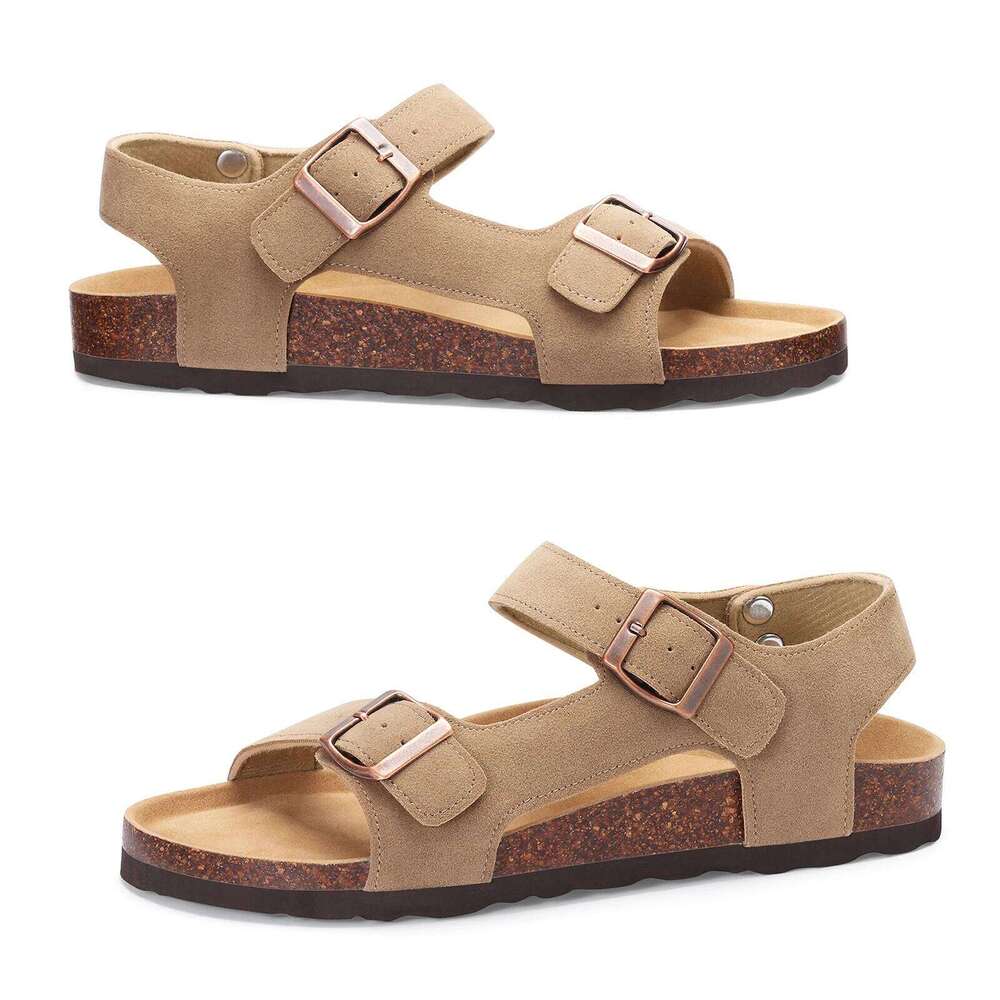 Kidmi with Cork Footbed Open Toe Adjustable Athletic Beach Sandals Women Fashion Comfortable Flat Slippers