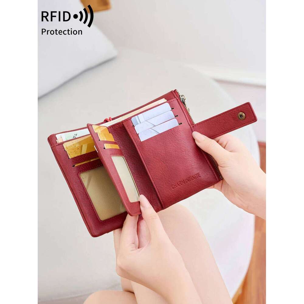 Minimalist Women's Wallet Bifold Clutch BagRFIDAnti-theft Swipe Large Capacity Credit Holder Card HolderPULeather CoinPurse C260304