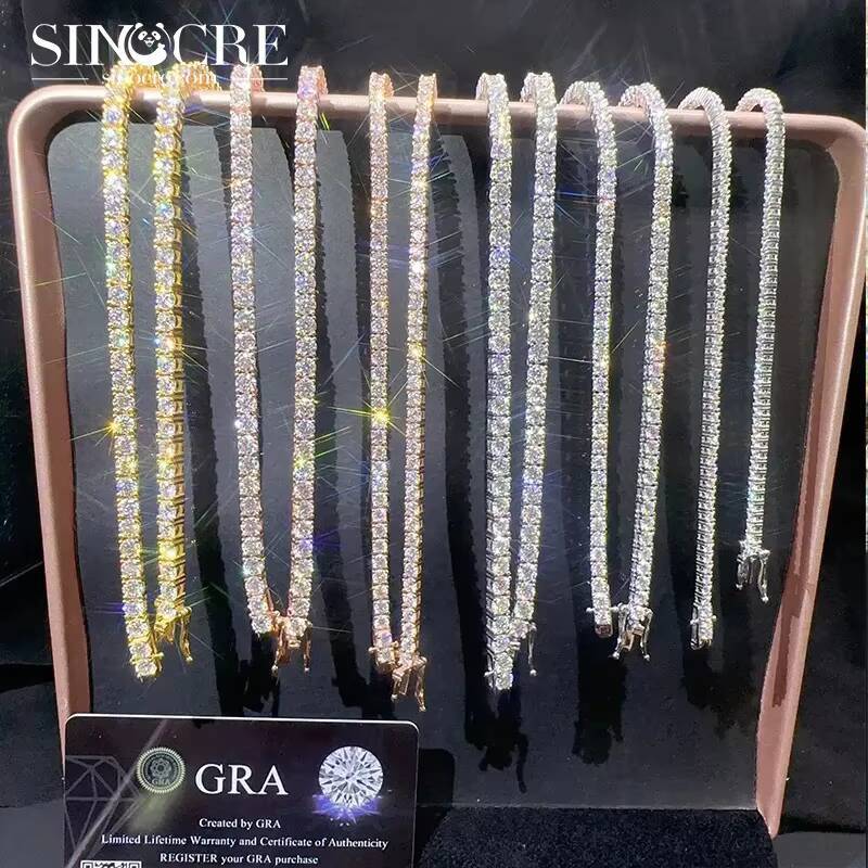5mm Moissanite Tennis Chain Necklace Bracelets For Women Men Sterling silver tennis necklace