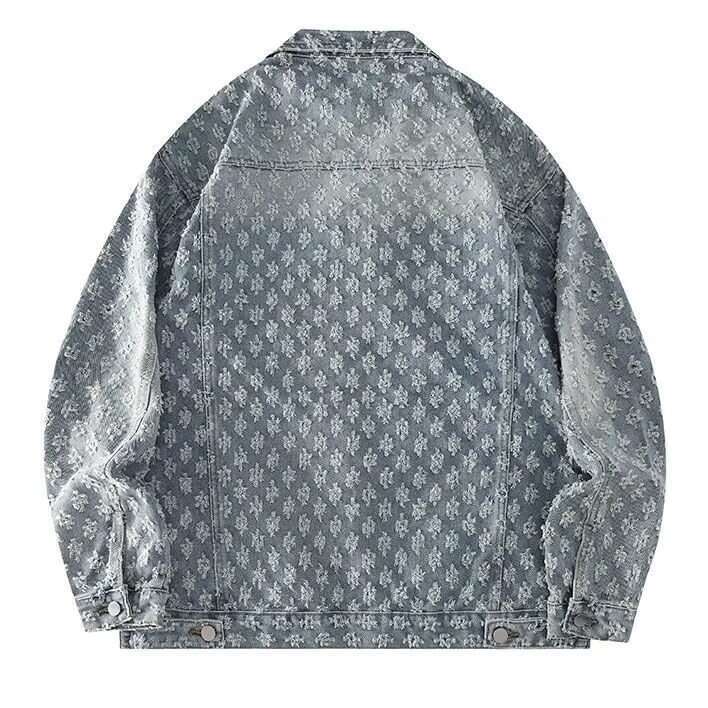 European Style Hot-Selling High Street Fashion Retro Distressed Washed Jacquard Denim Trendy Shirt Coat Spring Autumn Jacket